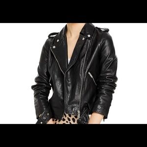 Leather Moto belted jacket